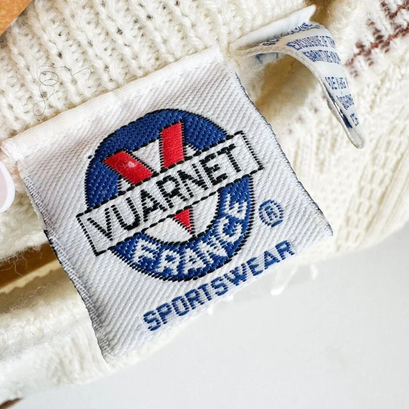 Vintage Vaurnet Paris White Kit Brown Suede Detail Pullover M - Picture 8 of 10